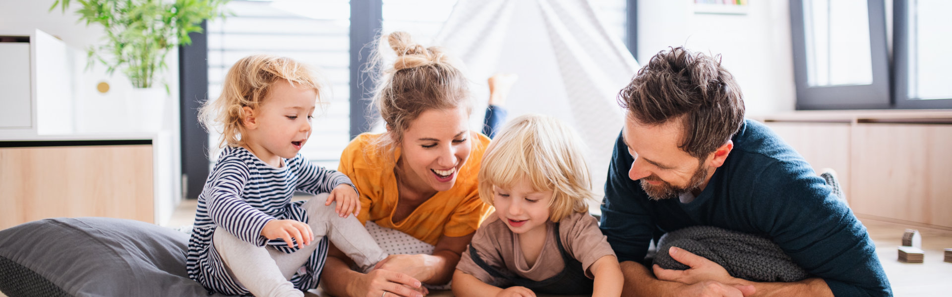 parents playing with their kids